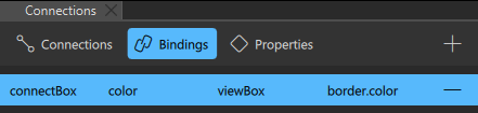 The Bindings tab in the Connections view.