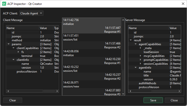 ACP Client Inspector dialog