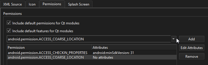 Permissions editor