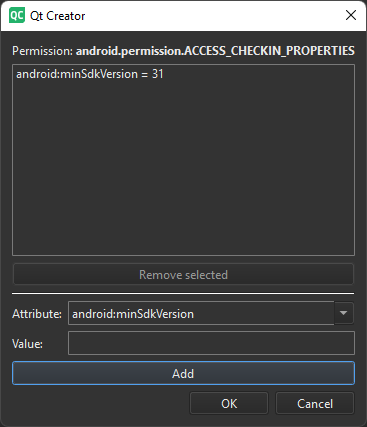 Permission attribute editor