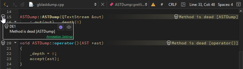 Annotation popup