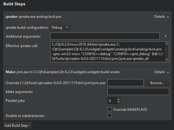 qmake build steps