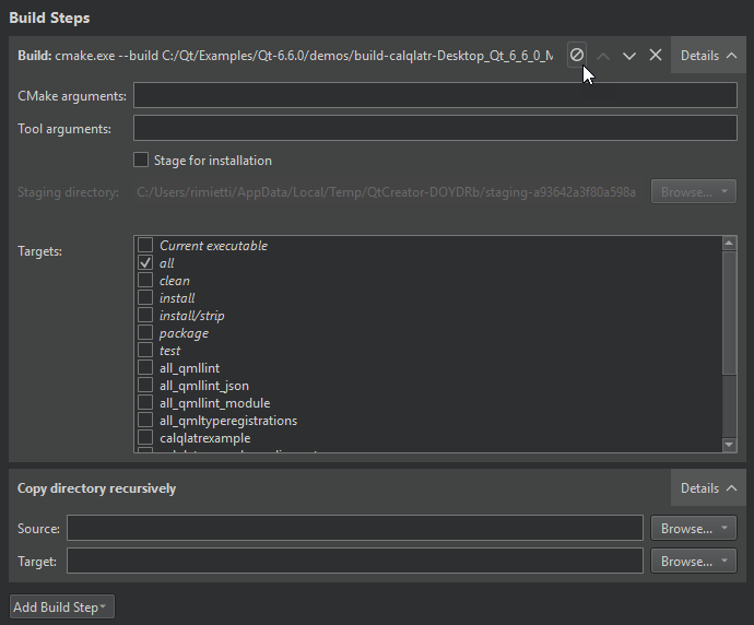 CMake build steps