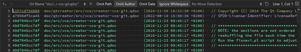 Git Blame view