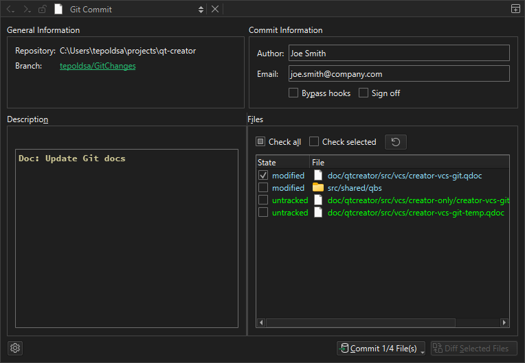 Git Commit view