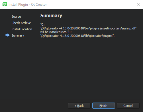 Summary dialog