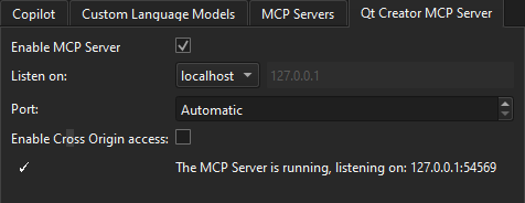 Qt Creator MCP Server in the AI Preferences