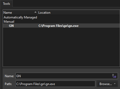Tools tab in the GN preferences
