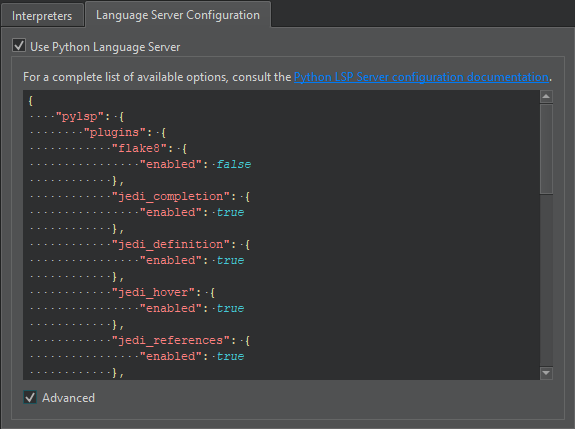 Python language server plugin configuration