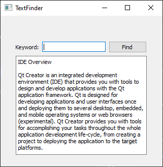 Text Finder example
