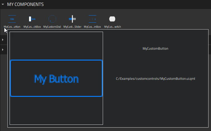 Custom components in My Components.
