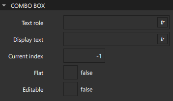 Combo box properties.