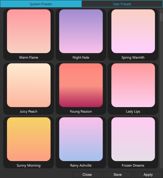 Gradient Picker dialog.