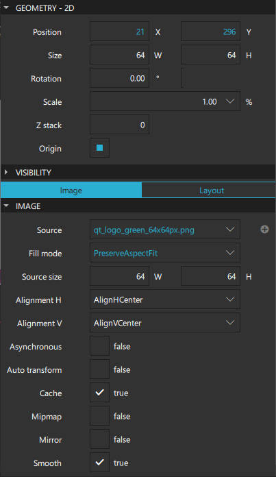Image properties.