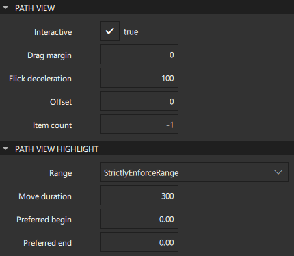 Path View properties.