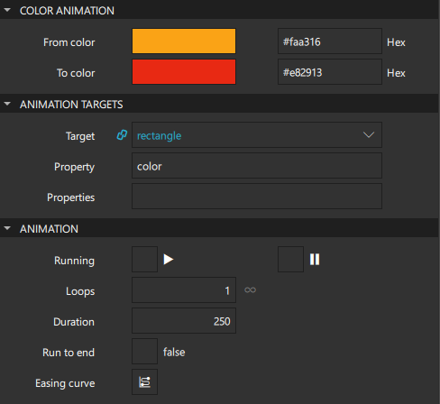 Color Animation properties.