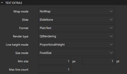 Text Extras section