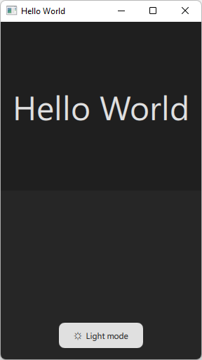 The application running in a narrow window
