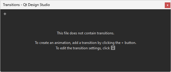 An empty Transitions view.