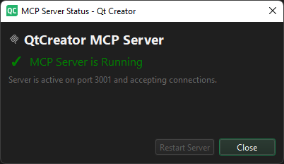 MCP Server Status dialog