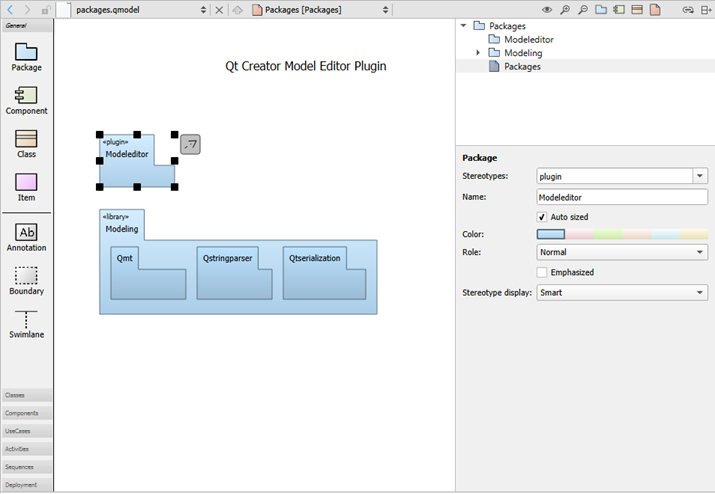 {Package diagram in the model editor}