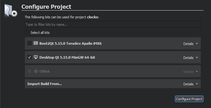 {Configure Project tab}