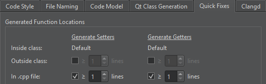 {Generated Function Locations group in Quick Fixes preferences}