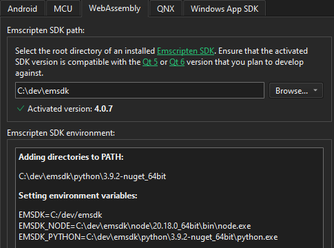 {WebAssembly tab in SDKs preferences}