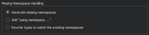"Namespace handling settings"