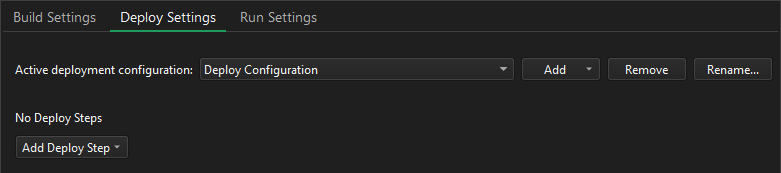 {Deploy Settings in the Projects mode}