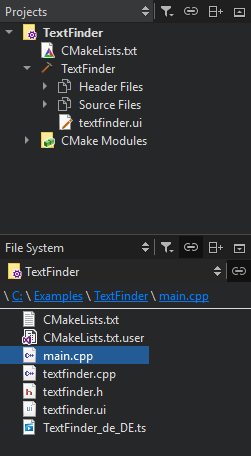 {TextFinder project contents}