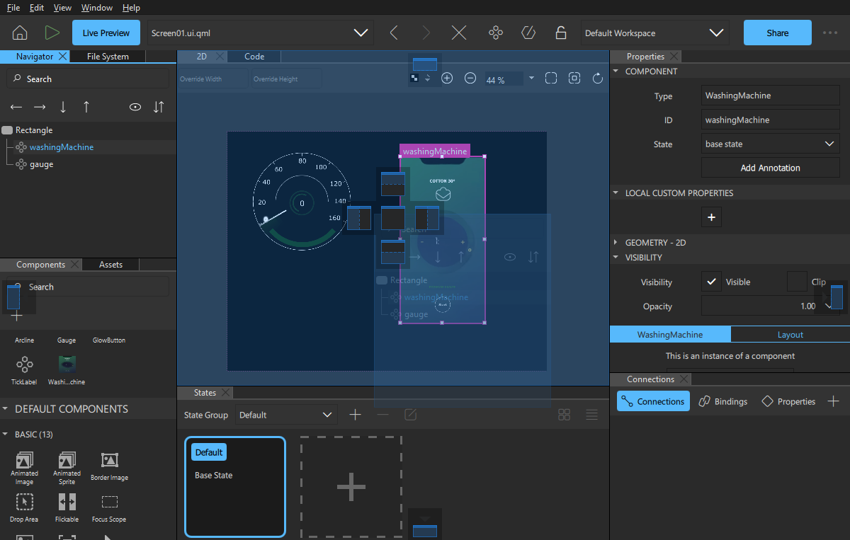 Moving a view to a dock area.