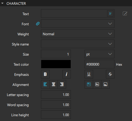 Character properties