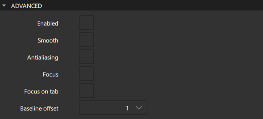 Advanced section in Properties