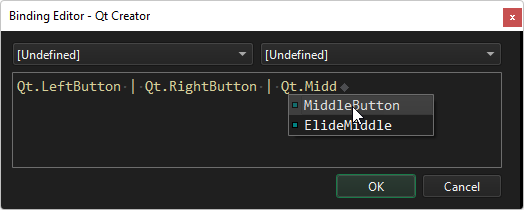 Adding accepted buttons in Binding Editor.