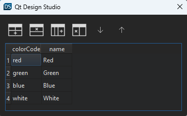 List view in the list model editor