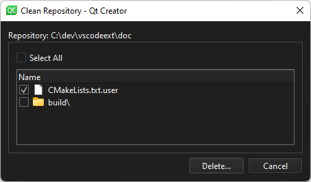 {Clean Repository dialog}