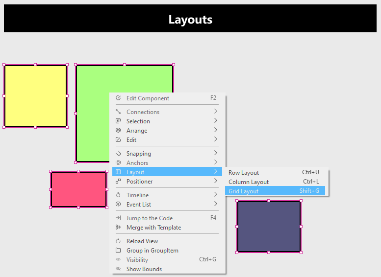 "Grid Layout in the context-menu"