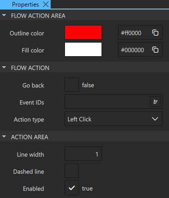 "Flow Action Area properties"
