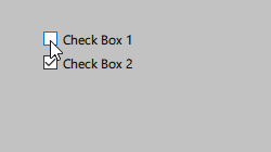 "Previewing two check boxes bound with a NOT operator"