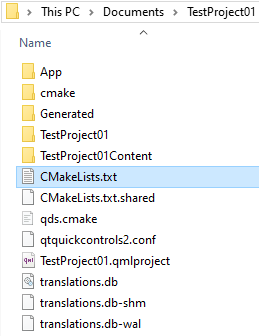 "Project folder after CMake generation"