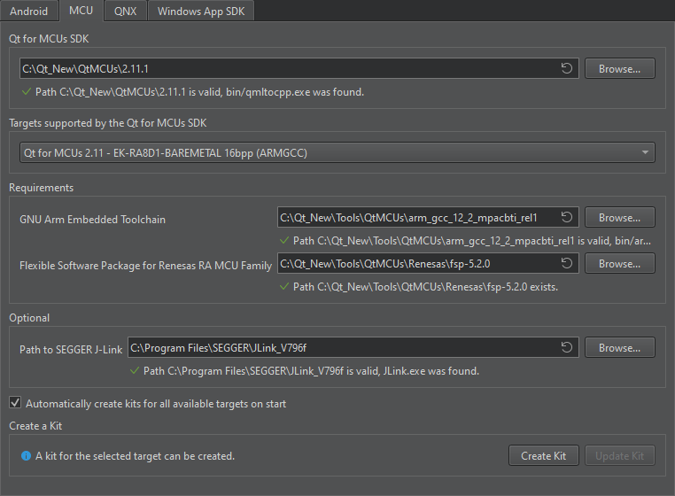 Creating an SDK for a Renesas target using Qt Creator.