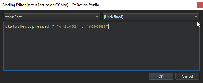 Entering a binding expression in the Binding Editor.