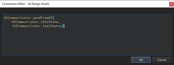 Entering the connection code in the Connection Editor.