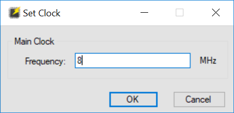 Setting the main clock frequency in Renesas Flash Programmer.