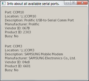 Available ports