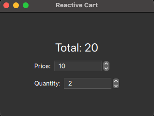 The reactive cart running as a QML application