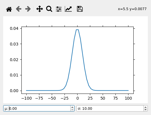 Matplotlib Widget Gaussian Screenshot