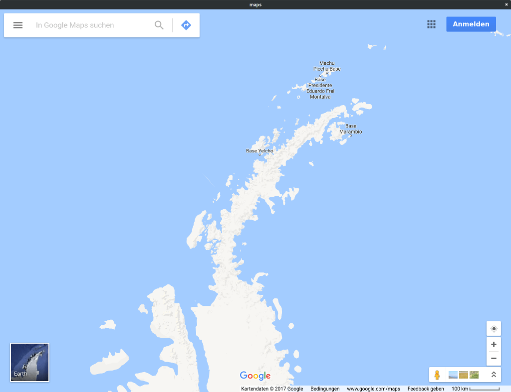 Maps application showing geolocation