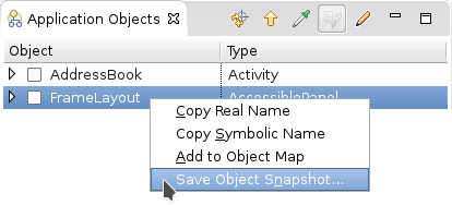"Application Objects context menu"